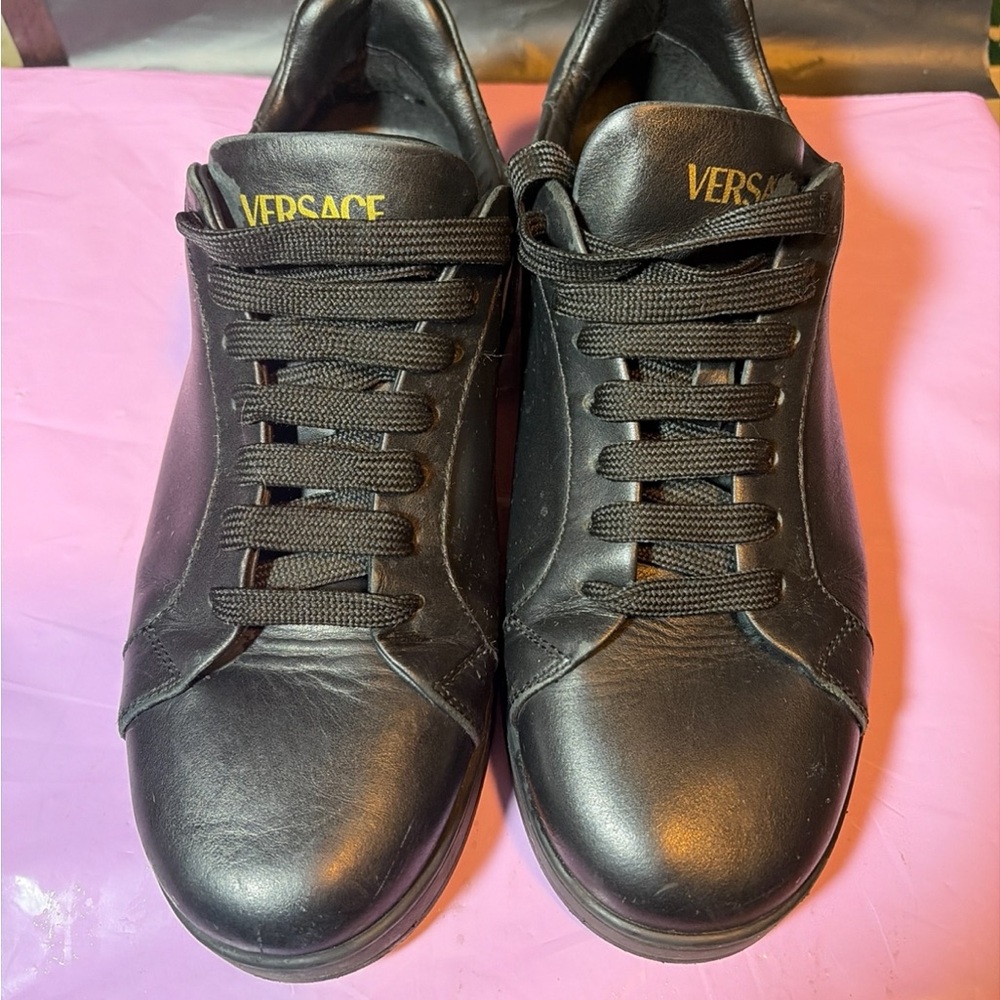 Versace Black Leather Sneakers
